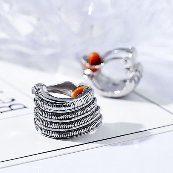 Any 4/$25! CLIP-ON! Black Textured Wave Pattern Earrings - Picture 2 of 5